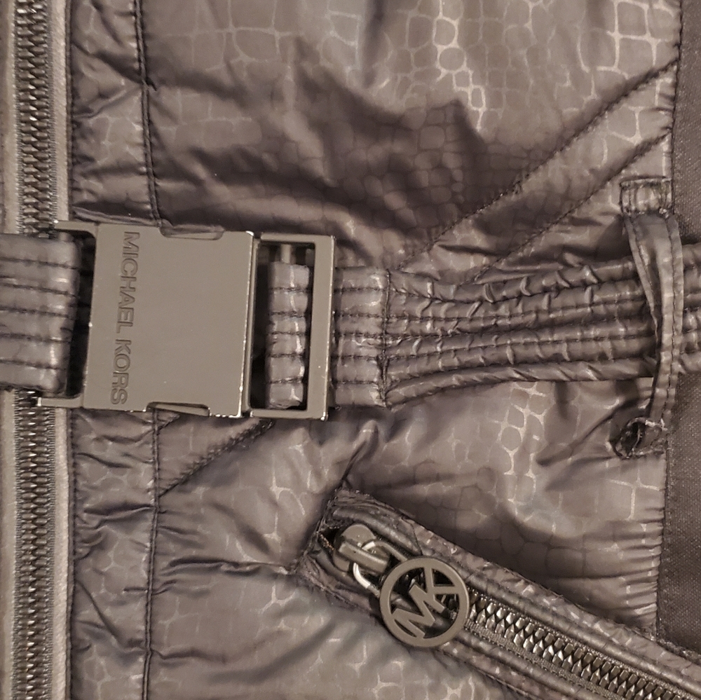 Michael Kors Mixed Media Black Puffer Coat - Picture 10 of 11